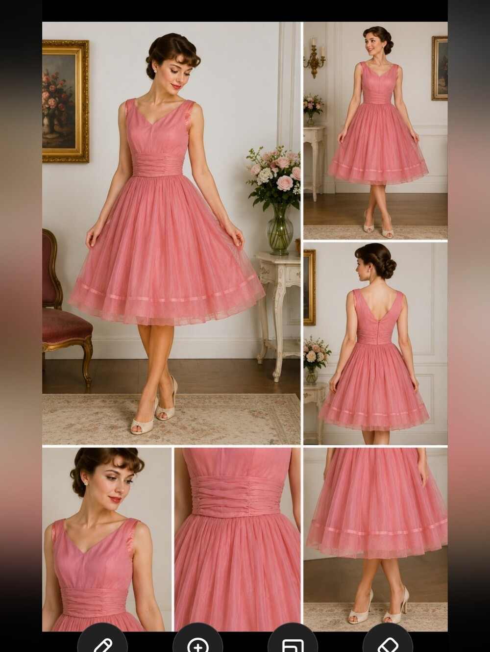 1950s VINTAGE Sleeveless Tea Dress in Pink Fit Flare Tea Length Modern Small